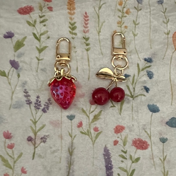 Fashion. Accessories - Gold and Red Strawberry and Cherry Earrings